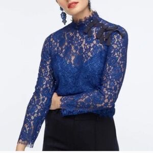 J.‎ Crew Mockneck Top In Floral Lace Size 4 NWT